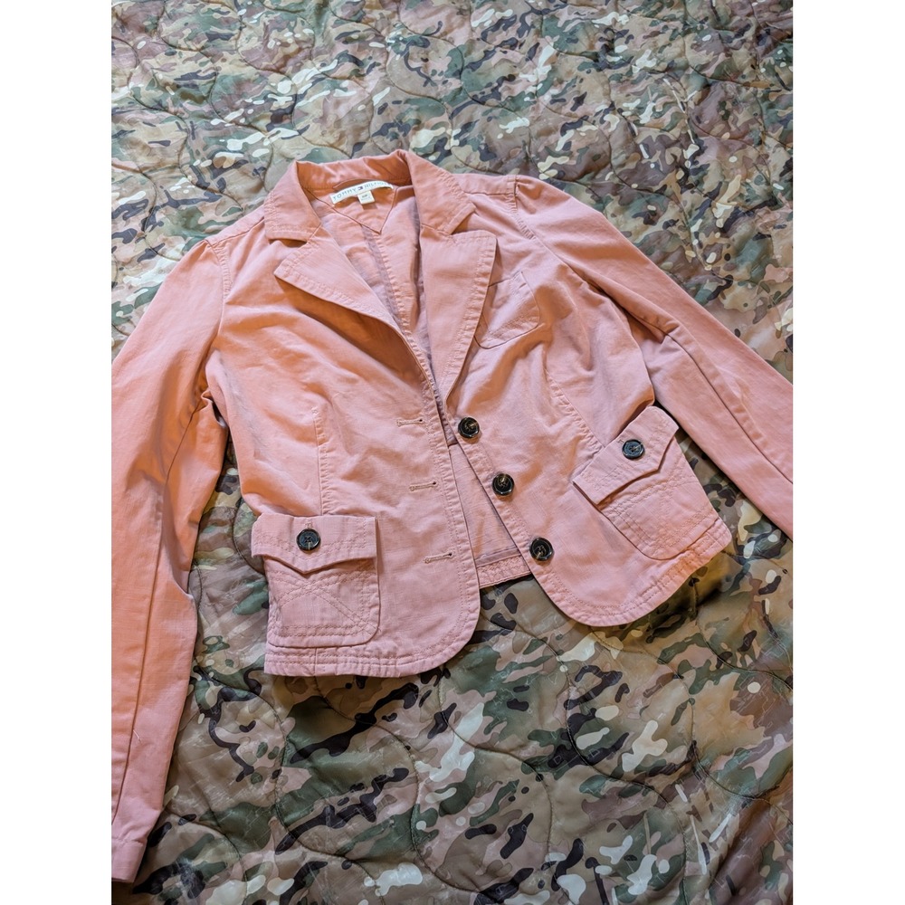 2005 Tommy Hilfiger Pink Cotton Blend‎ Blazer Jacket Womens y2k